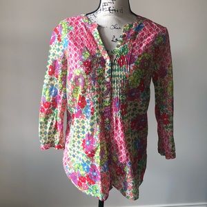 Talbots quarter length sleeve blouse-multi